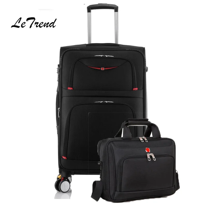 Suitcase with fine seams-best suitcase for international travel-Letrend Rolling Luggage Set Spinner Multifunction Trolley Suitcases Wheel Travel Duffle Business