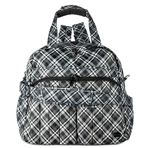 Suitcase for work kits-designer rolling suitcase-Lug Boxer 2 Gym/Overnight Bag, Plaid Grey, One Size