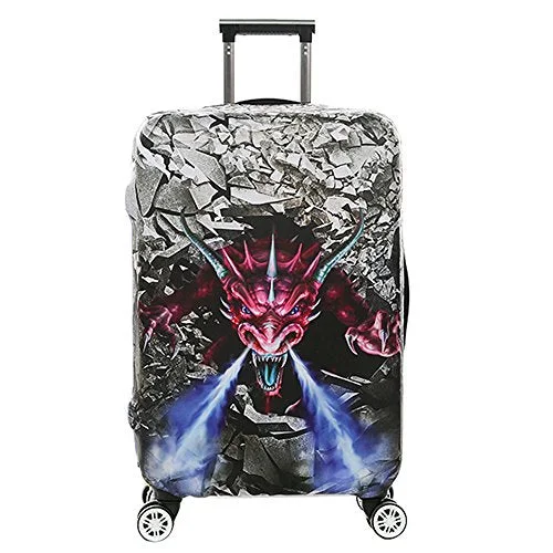 Suitcase with sleek grip-stylish luggage for kids-Luggage Cover Protective Sinokal 3D Suitcase Protector Covers With Zipper For Travel 20 24 26 28 29