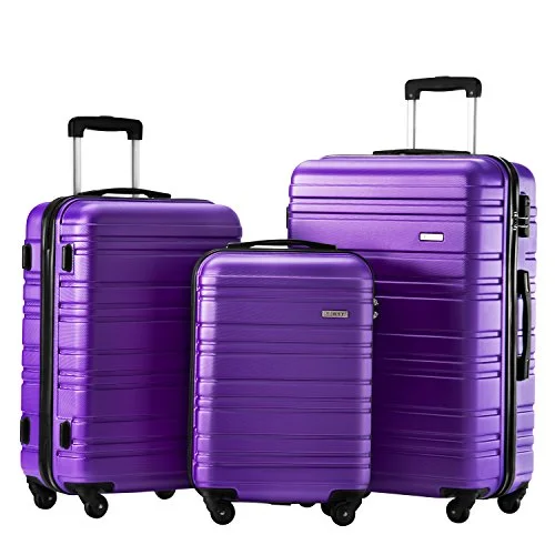 Suitcase for fitness gear-kids luggage suitcase with designs-Luggage Set 3 Piece Set Suitcase Set Spinner Hard Shell Lightweight (Purple)