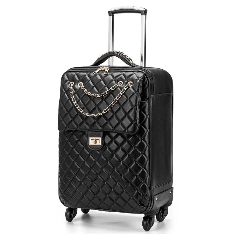 Suitcase for photo equipment-colorful carry-on luggage-Luxury Pu Rolling Luggage Travel Suitcase Set Spinner Women Trolley Case/Bag 24Inch Wheels Man