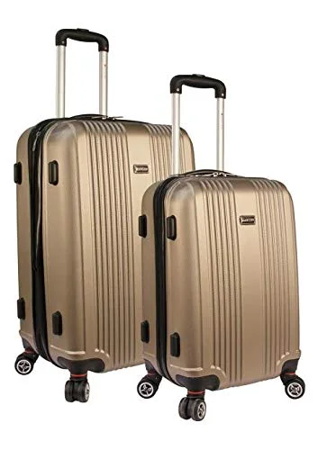 Suitcase for cold climates-suitcase with compression zipper-Mancini Leather Goods Santa Barbara 2 Piece Expandable Spinner Luggage Set (20 +