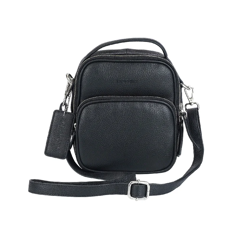 Crossbody for simple look-Mancini Pebbled Daisy North/South Crossbody Bag