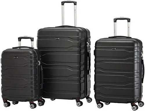 Suitcase with chic hardware-durable cabin suitcase-Mancini San Marino Lightweight Spinner Luggage Set in Black