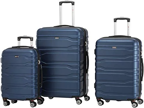 Suitcase with wide interior-kids travel suitcase-Mancini San Marino Lightweight Spinner Luggage Set in Navy Blue