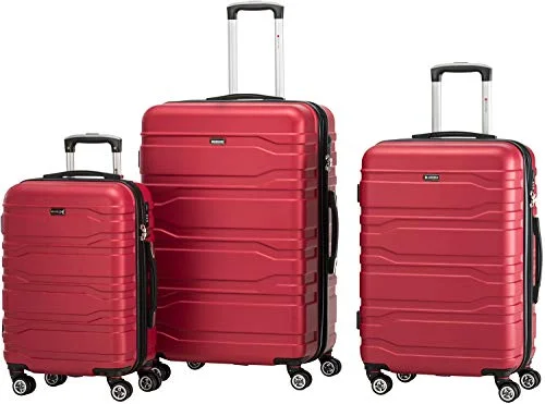 Suitcase for fishing gear-suitcase with zipper compartments-Mancini San Marino Lightweight Spinner Luggage Set in Red