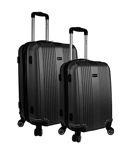 Suitcase for summer trips-carry-on luggage with wheels-Mancini Santa Barbara Expandable Spinner 2 Piece Luggage Set in Black