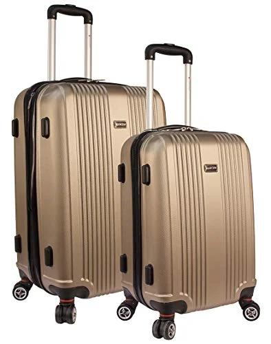 Suitcase with monogram-multi-wheel suitcase-Mancini Santa Barbara Expandable Spinner 2 Piece Luggage Set in Champagne