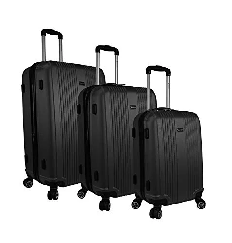 Suitcase with glowing trim-lightweight spinner suitcase-Mancini Santa Barbara Lightweight Spinner Luggage Set in Black