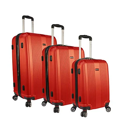 Suitcase with USB port-large soft case suitcase-Mancini Santa Barbara Lightweight Spinner Luggage Set in Red