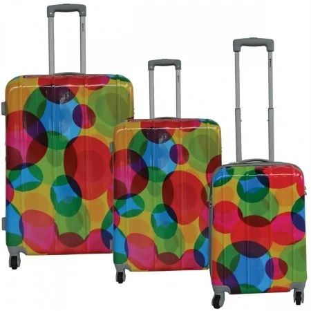 Suitcase with chic hardware-durable cabin suitcase-Mcbrine A713-3-Ce Eco Friendly 3 Piece Luggage Set44; Circle Pattern Print