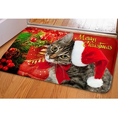 Suitcase with comfy grip-suitcase with adjustable handle-Merry Christmas Cats Doormat Indoor Kitchen Rugs Bathmat Anti-Slip Doginthehole