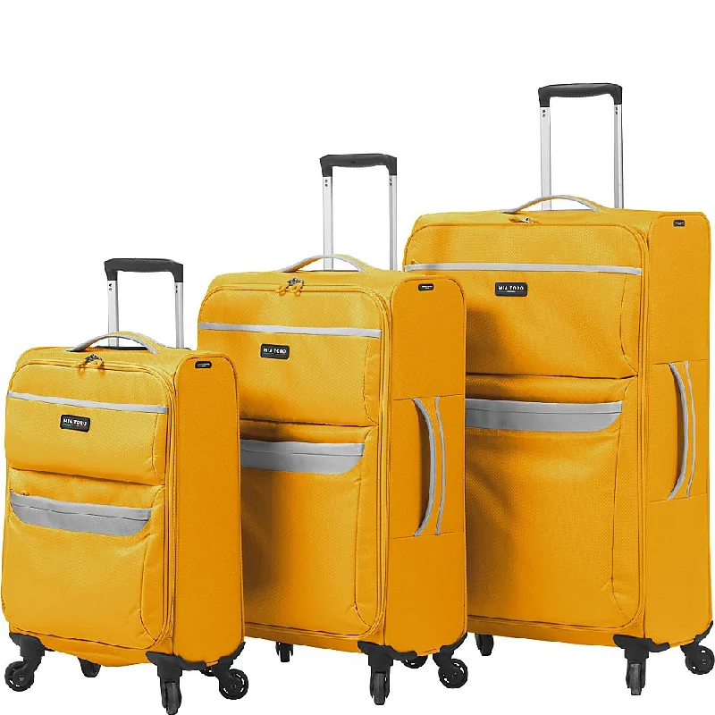 Suitcase with vibrant colors-suitcase for airlines-Mia Toro Bernina Softside Spinner Luggage 3 Piece Set, Yellow