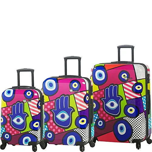 Suitcase for meal kits-four-wheel travel suitcase-Mia Toro Hamasa Hardside Spinner Luggage 3 Piece Set