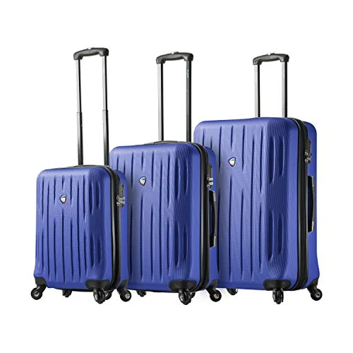 Suitcase for busy travelers-suitcase with smart technology-Mia Toro Italy Fabbri Hardside Spinner Luggage 3Pc Set, Blue