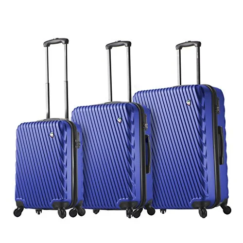 Suitcase with tech compartment-suitcase with rechargeable battery-Mia Toro Italy Roulgatti Hardside Spinner Luggage 3Pc Set, Blue