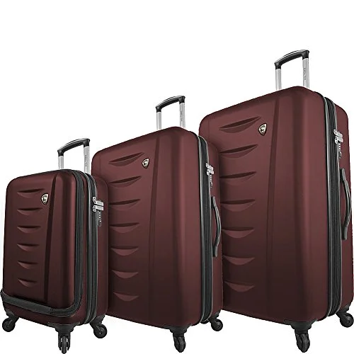 Suitcase for small gear-suitcase organizer-Mia Toro Italy Tasca Moderna Hardside Spinner Luggage 3 Piece Set - Burgundy