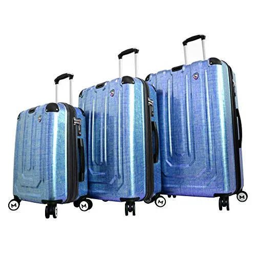 Suitcase with transparent lid-premium suitcase-Mia Toro Luggage Macchiolina Polish Hardside Spinner 3 Piece Set, Blue, One Size