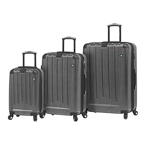 Suitcase with metallic finish-suitcase with removable lining-Mia Toro M1028-03Pc-Slv Italy Diamante Spazzolato Hardside Spinner Luggage 3 Piece Set, Silver