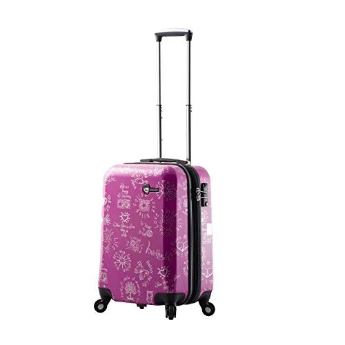 Suitcase with firm base-suitcase for family trips-Mia Toro M1089-20In-Pur Love This Life-Medallions Hardside Spinner Luggage 20" Carry-On, Purple