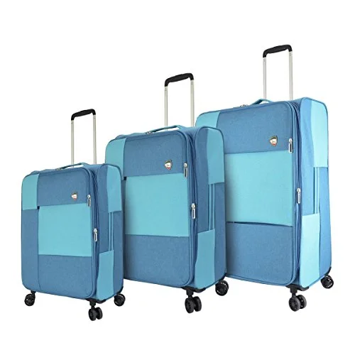 Suitcase with quick-release lock-small travel suitcase-Mia Toro M1134-03pc-blu Italy Vasto Softside Spinner Luggage 3pc Set, Blue