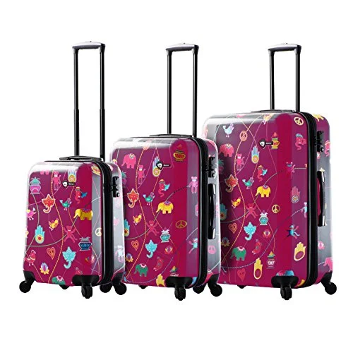 Suitcase for fun trips-high-end carry-on suitcase-Mia Toro M1306-03Pc-Pnk Italy Mistico Hardside Spinner Luggage 3Pc Set, Pink