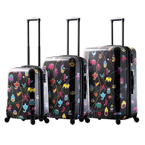 Suitcase for cruise vacations-cabin size suitcase-Mia Toro Mistico Hardside Spinner Luggage 3Pc Set - Black