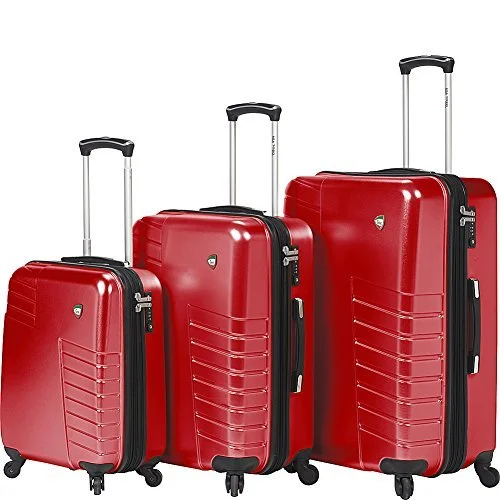 Suitcase with cool print-compact suitcase with wheels-Mia Toro Mondavio Hardside Spinner Luggage 3 Piece Set, Red