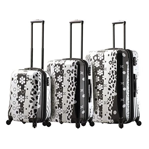 Suitcase for beach vacations-travel suitcase with divider-Mia Toro Pop Fiore Hardside Spinner Luggage 3Pc Set, Black