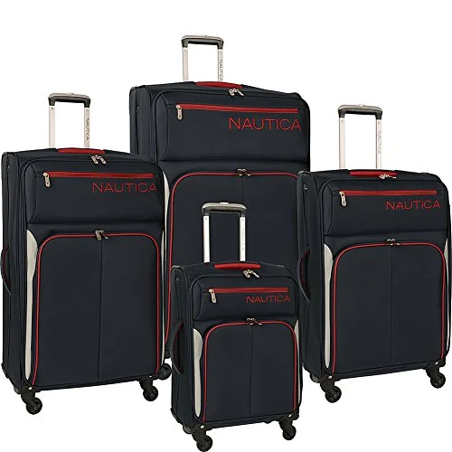 Suitcase for daily travel-multi-functional suitcase-Nautica Ashore Luggage Set, Navy/Silver/Red