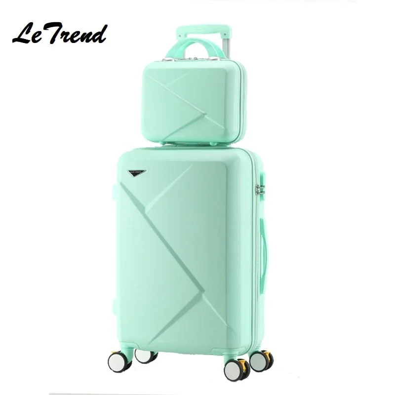 Suitcase with ethical materials-hard-shell large suitcase-New Fashion 20/22/24 Inches Trolley Boarding Case Pc Colourful Travel Waterproof Luggage Set