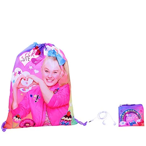 Suitcase for food storage-expandable travel suitcase-Nickelodeon Girls' Jojo Siwa Gift Set Drawstring Bag, Pink, One Size