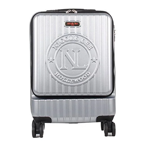 Suitcase for fast trips-lightweight business travel suitcase-Nicole Lee Women'S Carry Hard Shell Travel Luggage, Laptop Compartment Rolling Wheels, Silver