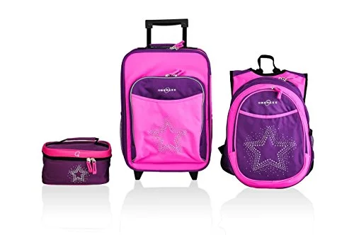 Suitcase with ventilated lining-suitcase with tracking device-Obersee Little Kids Luggage Set, Bling Rhinestone Star