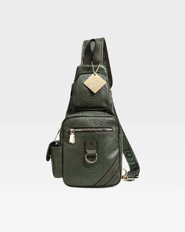 Crossbody multi-pocket design-Apollo 1 Tear Drop Crossbody Bag in Olive