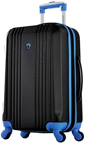 Suitcase with feather-light shell-travel suitcase with exterior pocket-Olympia Apache Ii 21" Carry-On Spinner, Black+Blue