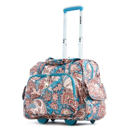 Suitcase with animal print-suitcase for beach vacation-Olympia Deluxe Fashion Rolling Overnighter, Paisley, One Size