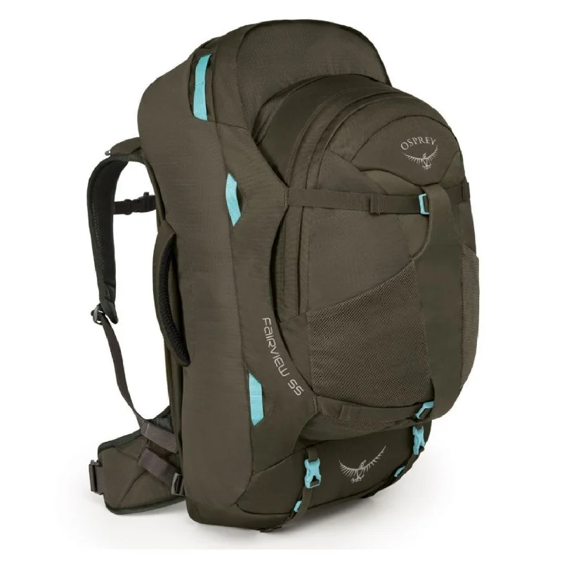 Backpack with durable handles-trendy backpack for adults-Osprey Fairview Travel Pack 55 Backpack - Small/Medium - Women's Travel - Trekking