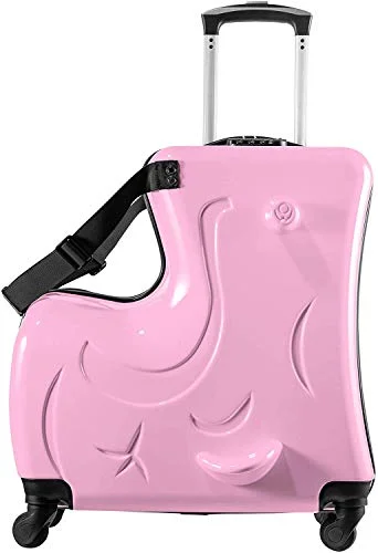 Suitcase with rich hues-kids cabin luggage suitcase-Pink Suitcase kid suitcase kid luggage kid travel Fashionable appearance Rideable Funny suitcase Add fun to the journey kid gift 24in Recommended age 2-12 years old Girl suitcase