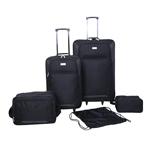 Suitcase for outdoor needs-kids cabin-size suitcase-Protege 5-Piece Luggage Set, Black