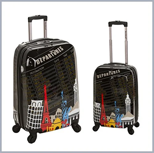 Suitcase with polka dot print-travel suitcase for weekends-Rockland 2-Pc. Departure Polycarbonate Upright Luggage Set