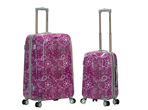 Suitcase with gloss texture-business travel suitcase with divider-Rockland 2 Pc Polycarbonate/Abs Upright Luggage Set, Bandana