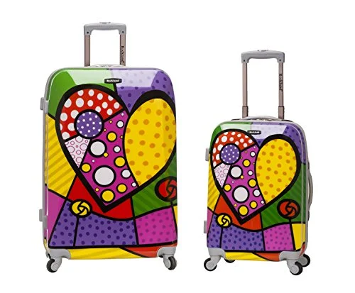 Suitcase with small size-business style suitcase-Rockland 2 Piece Upright Luggage Set, Heart, One Size