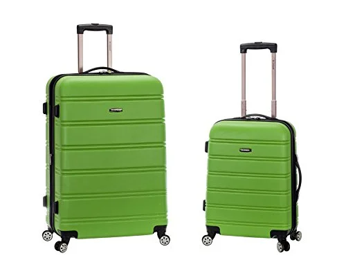 Suitcase for short journeys-vintage luggage suitcase-Rockland 20 Inch 28 Inch 2Pc Expandable Abs Spinner Set, Green, One Size