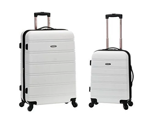 Suitcase with hard latches-stylish travel luggage suitcase-Rockland 20 Inch 28 Inch 2Pc Expandable Abs Spinner Set, White, One Size