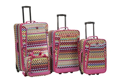 Suitcase with iconic logo-business suitcase for travel-Rockland 4 Piece Luggage Set Tribal, Tribal, One Size