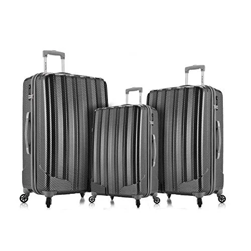 Suitcase for short vacations-unisex suitcase-Rockland Barcelona 3 Polycarbonate/Abs 6 Pc. Travel Set And Luggage Cover, Black