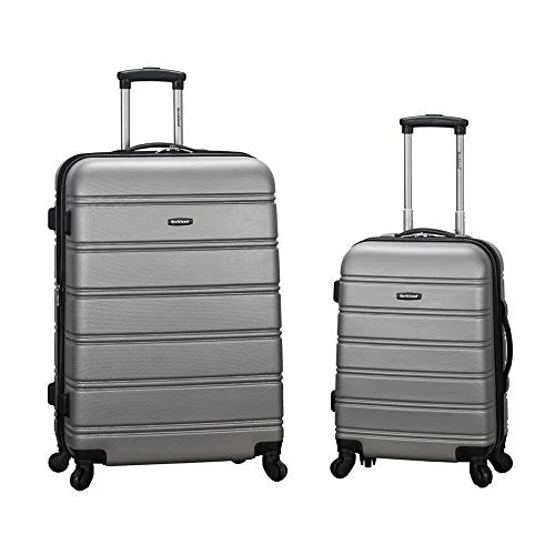 Suitcase for athletic gear-lightweight luggage bag-Rockland Luggage 20 Inch And 28 Inch 2 Piece Expandable Spinner Set, Silver