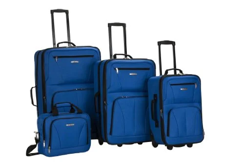 Suitcase with hip style-cabin-size luggage suitcase-Rockland Luggage 4 Piece Set, Blue, One Size