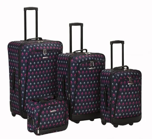 Suitcase with adjustable compartments-travel suitcase for cruise ships-Rockland Luggage Garden 4 Piece Luggage Set, Icon, One Size